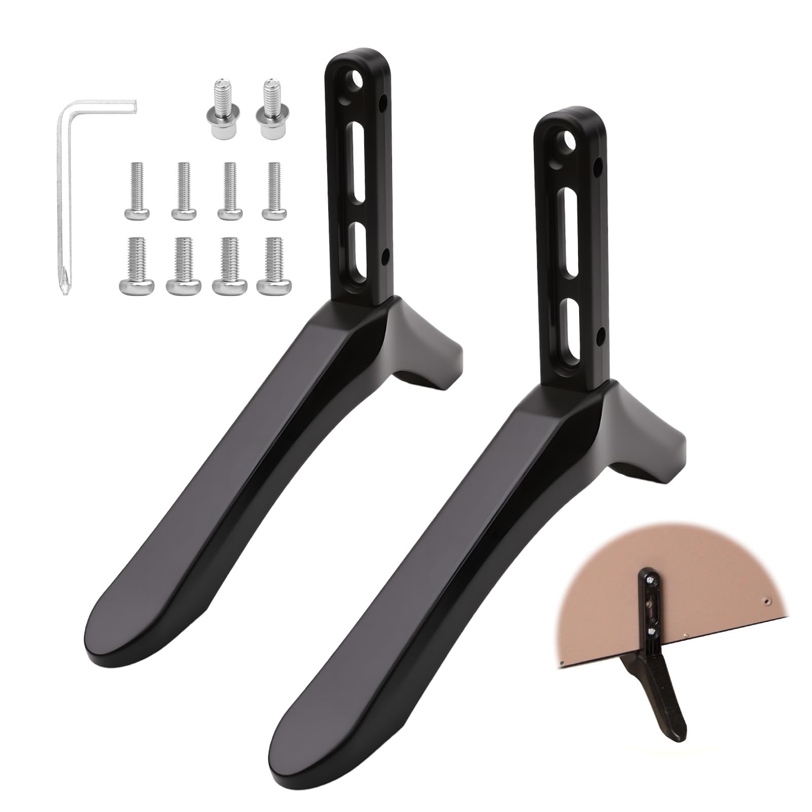 Pied TV Universel pour Téléviseurs de 32 à 65 Pouces Support TV Piédestal Remplacement de Base de Meuble TV avec Jeu Vis Et Patins Antidérapants Pied pour Samsung LG TCL