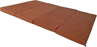 Natalia Spzoo breite Faltmatratze 180 x 120 x 8 cm Klappmatratze mit Schaumstoffkern & abnehmbarem Bezug klappbare Schlafmatte (1000 Hellbraun)