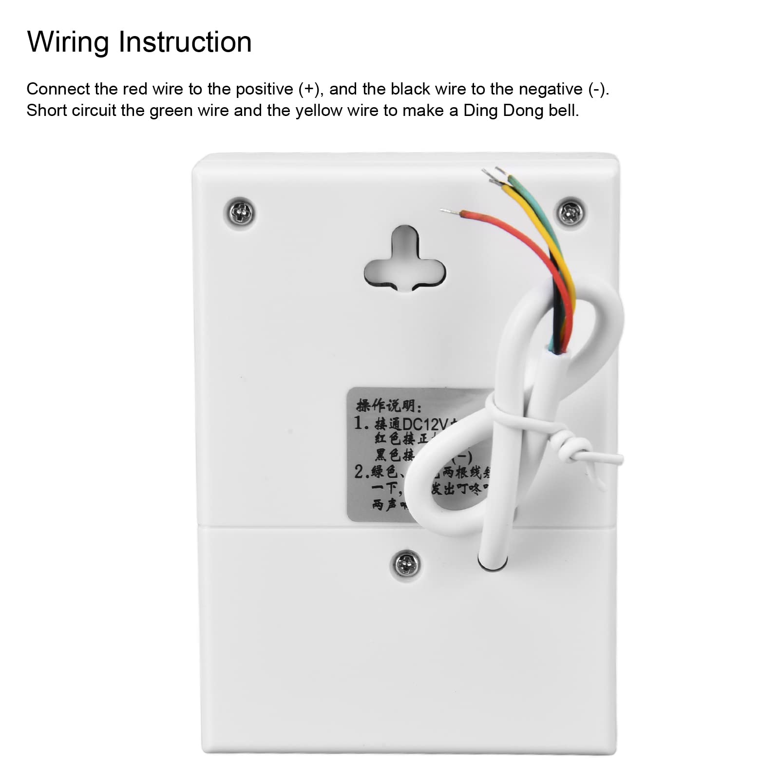 12V bedrade elektronische deurbel, ding dong beltoon, 90 dB, wit, toegangscontrole, geen batterij nodig, hoog volume, vlamvertragend, vuurvast, bestand tegen hoge temperaturen, voor thuis