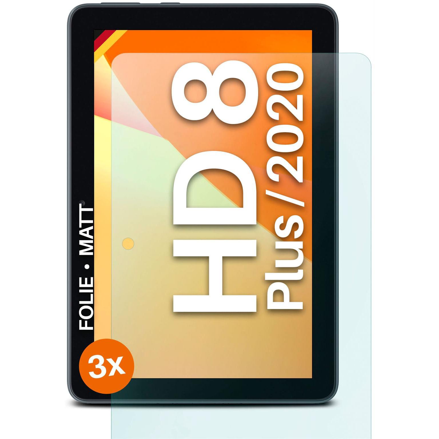 moex® FlexProtect Schutzfolie matt kompatibel mit Fire HD 8 (2020) / HD 8 Plus Folie gegen Reflexionen, Anti Reflex Displayschutz, matte Displayfolie, robust und Kratzfest – 3 Stück