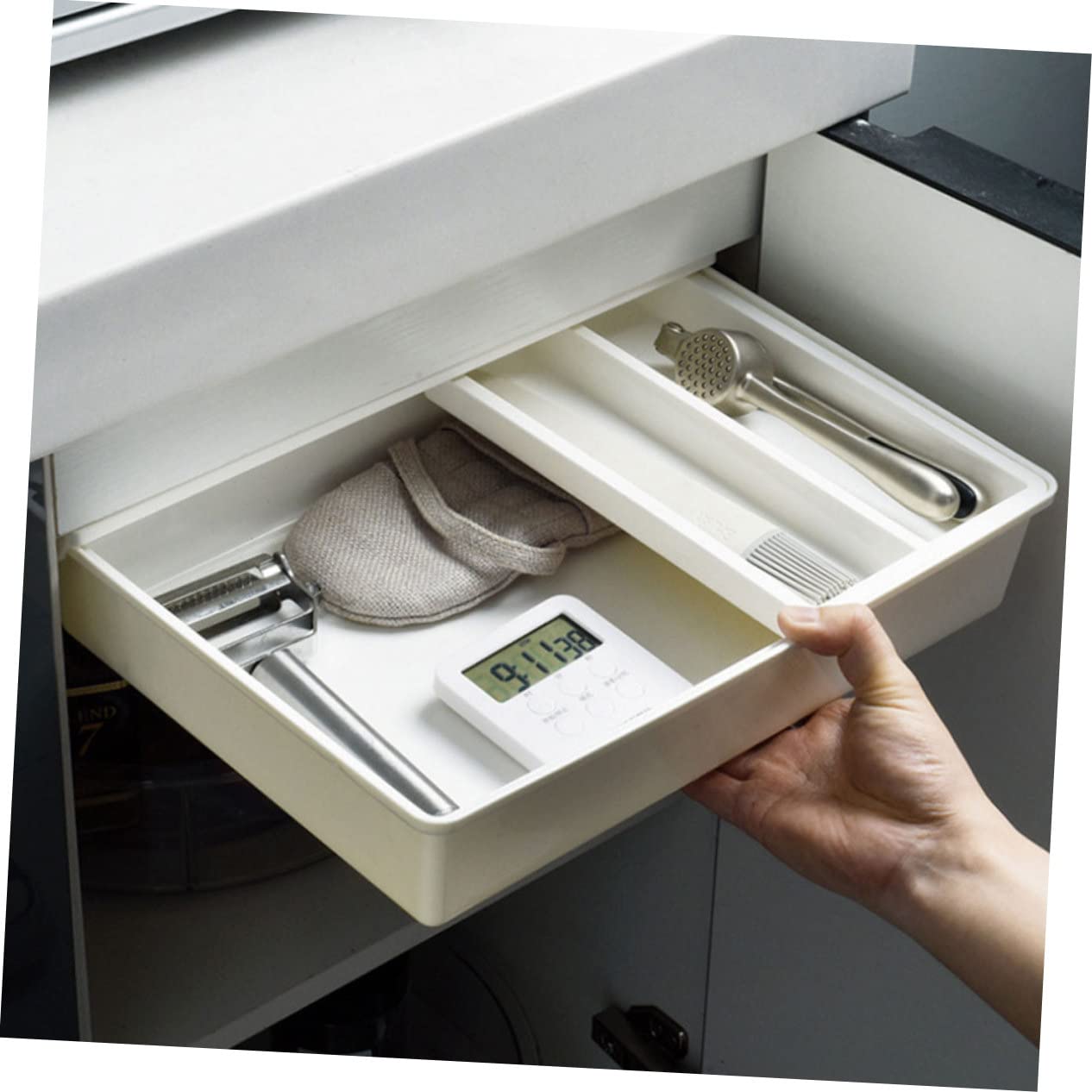 OSALADI Organizer Nascosto Sotto la Scrivania Grande Capacità Scatola Portaoggetti per Calzini Reggiseni Articoli da Ufficio e Altro Realizzato in Plastica Resistente all Usura