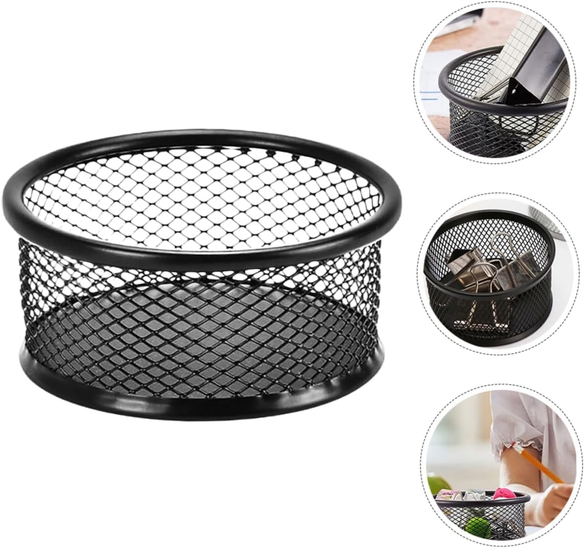 DECHOUS 3Pcs Mesh Paper Clip Holder Desk Organizer for Office Stackable Paperclip Storage Container Ventilated Design for Clips Items