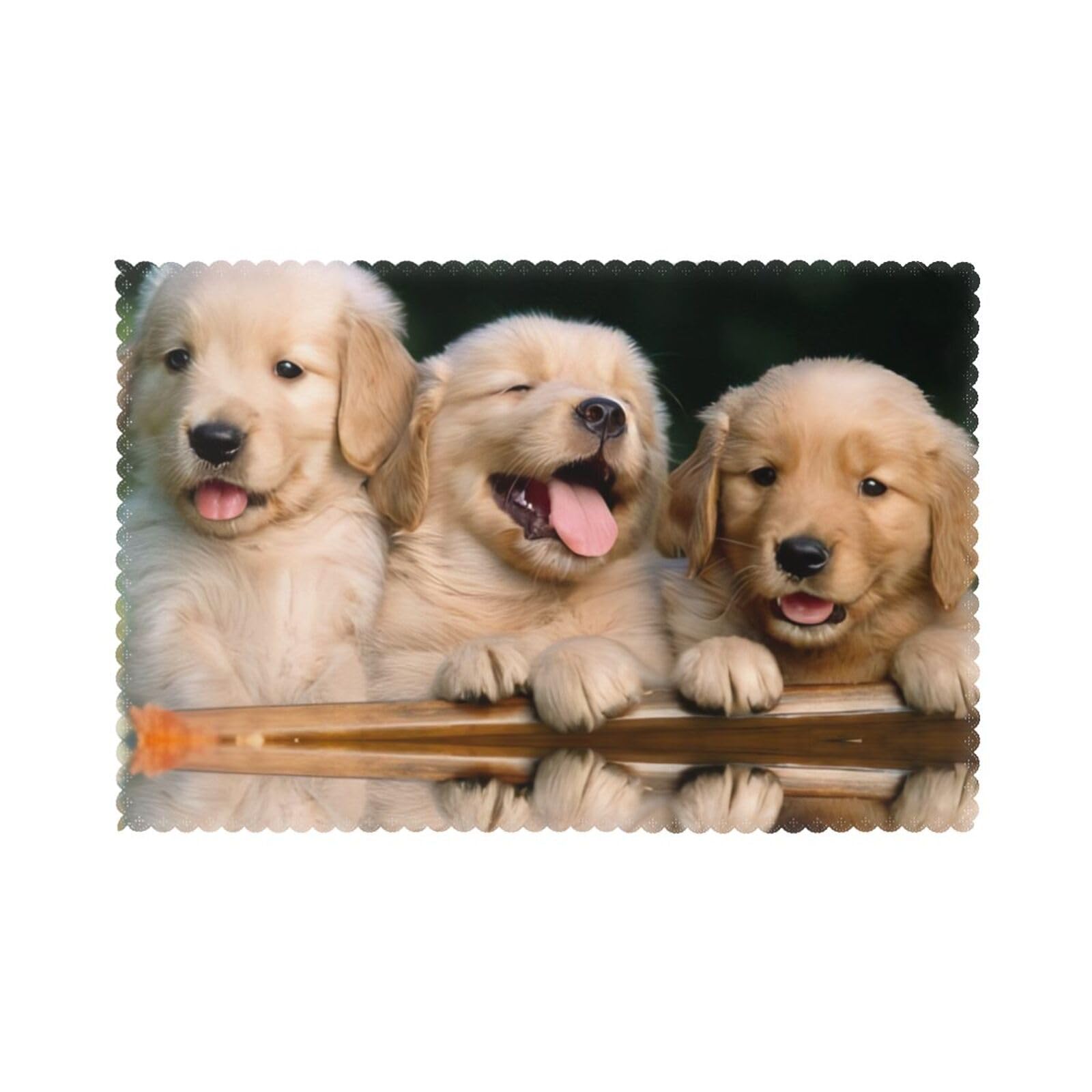 YYHWHJDE Golden Retriever Dogs Puppies Pets Prints Placemats Set of 6 12x18in - Durable Table Layers with Heat Resistance & Customizable Prints