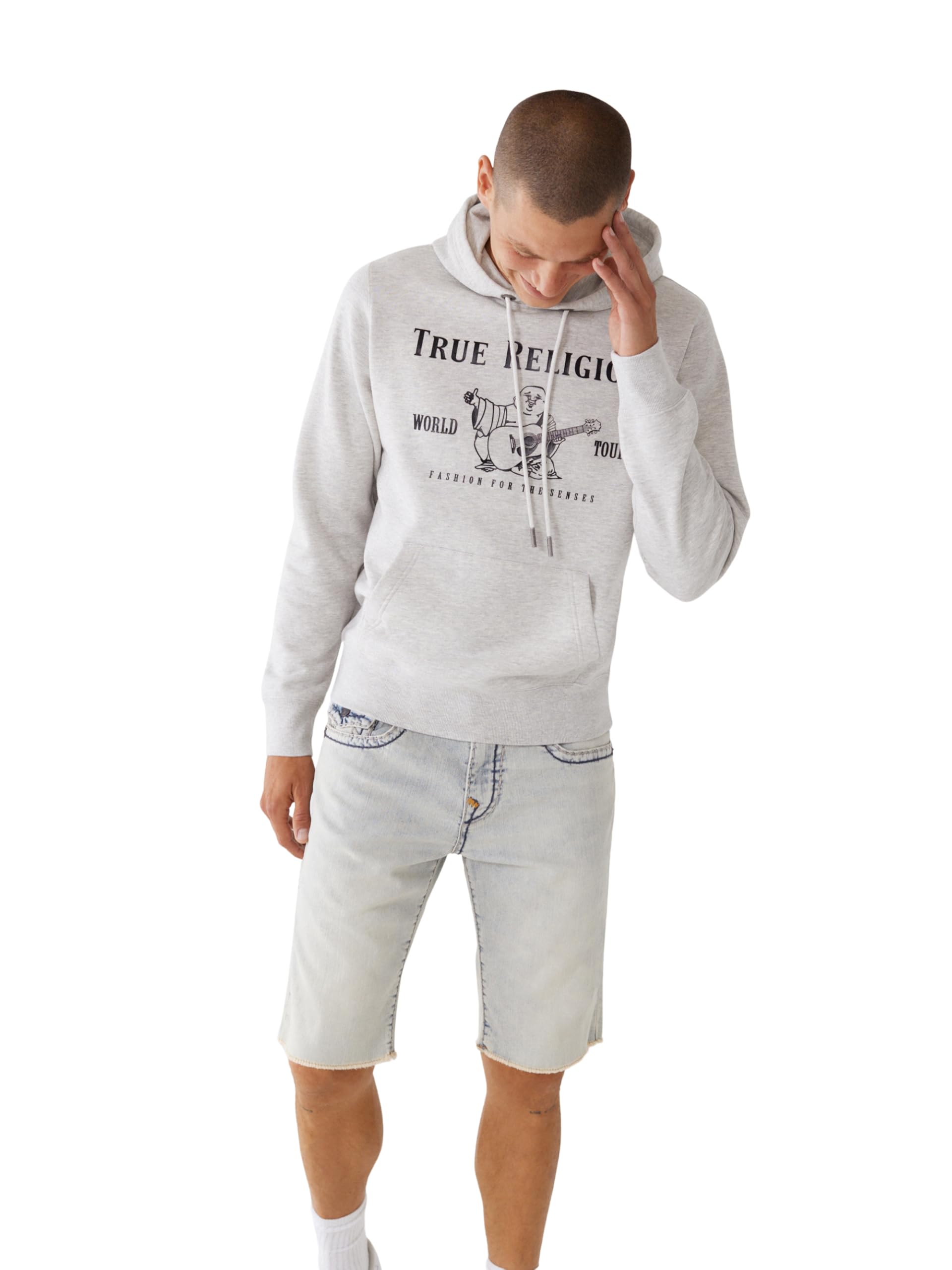 True Religion Bluza z kapturem Mężczyźni Metaliczna Bluza Z Kapturem Z Polaru Buddy
