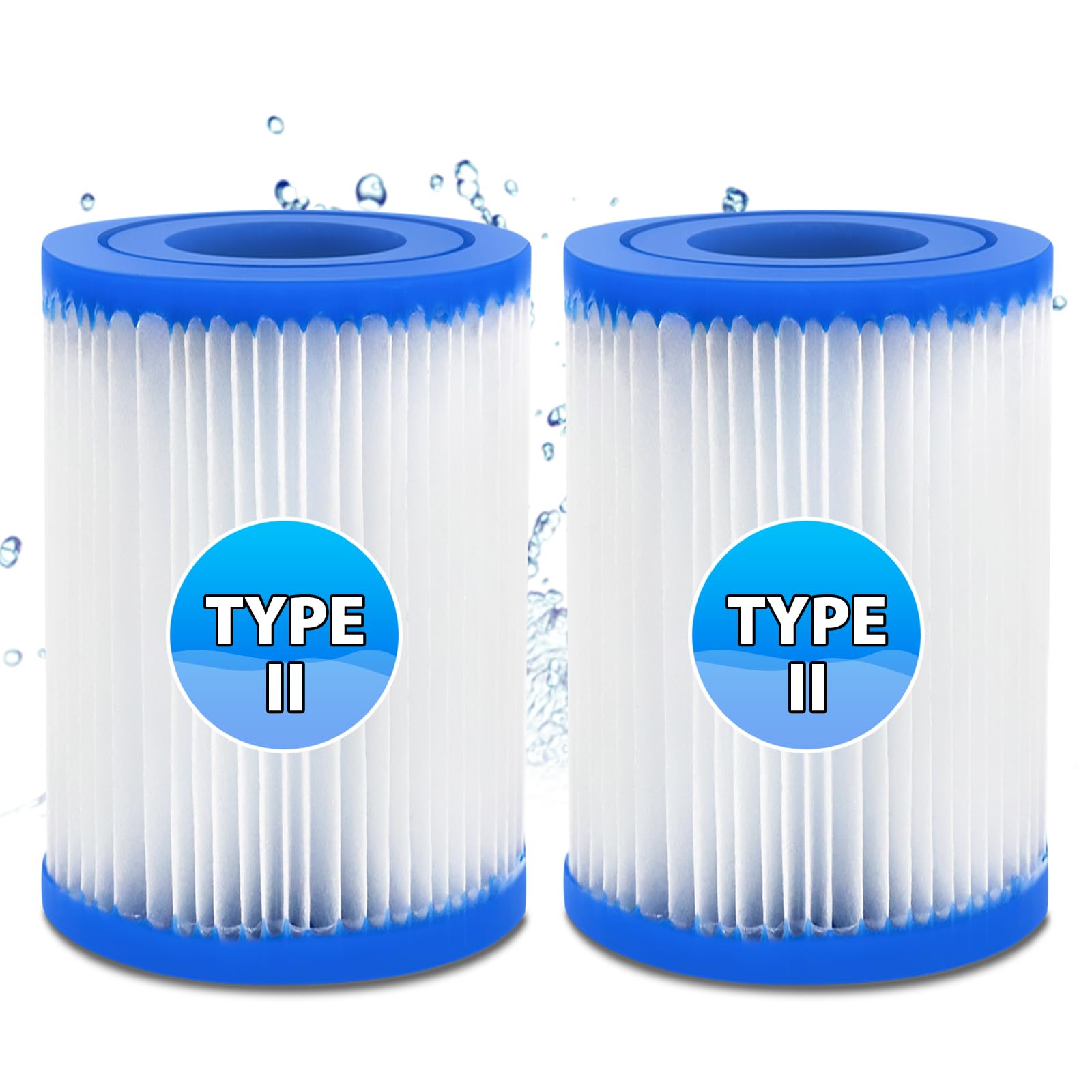 Hycago 2PCS Type II Filter Cartridge for Bestway Pool Size 2,(Size II) Hot Tub Filter for Bestway Swimming Pool and Spa Filter, Easy installation, Pool Cleaning Filter