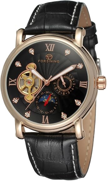 Forsining FSG800M3R4 - Orologio da polso da uomo, in vera pelle, quadrante  analogico : Amazon.it: Orologi