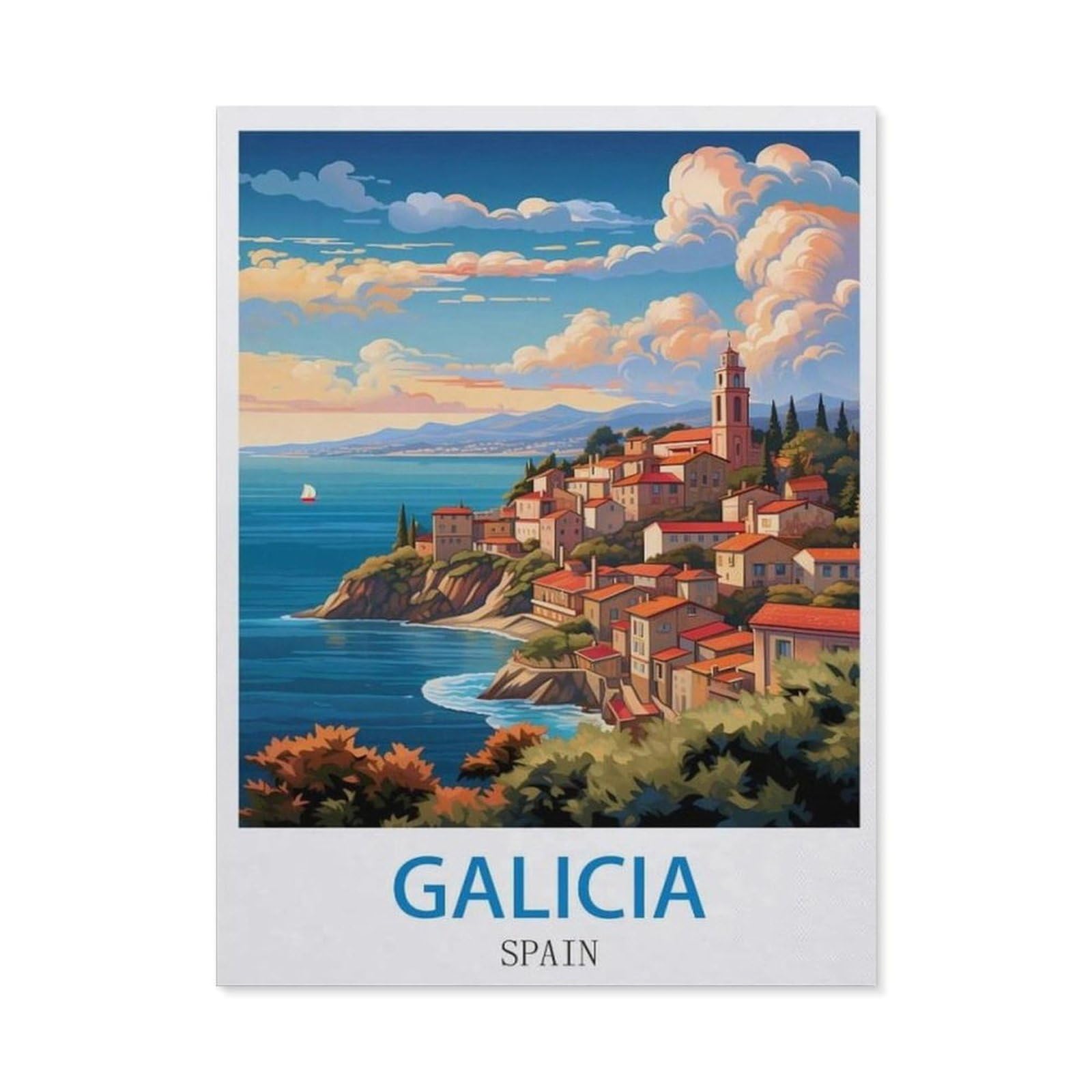 BEAYODKP Full Diamond 5D DIY Diamond Painting，Galicia Spain，3D Diamond Embroidery Cross Stitch Mosaic Needle Works（50 x 60 cm/19.68 x 23.62 inches）-CK68