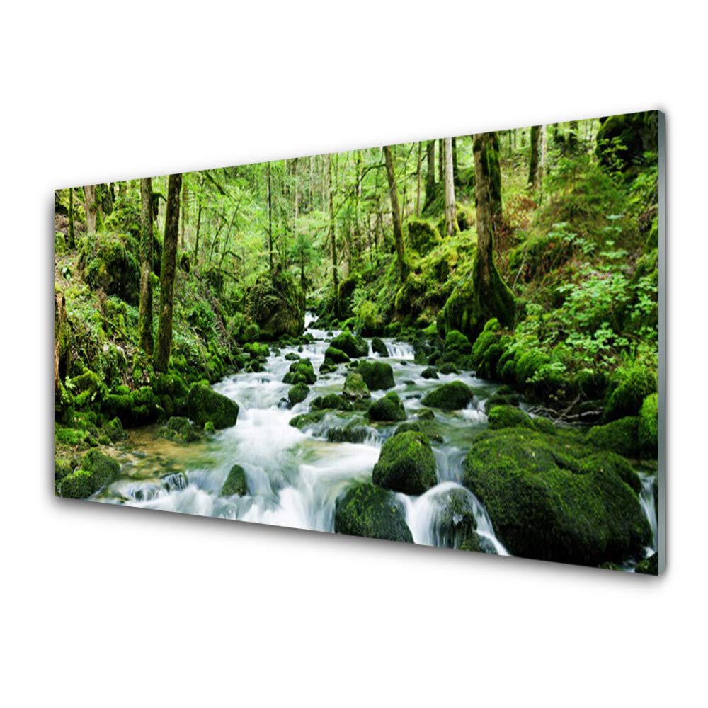 Tableau sur Verre Trempé 100x50 cm Tulup - Déco Murale Nature Pierres Forêt Lac
