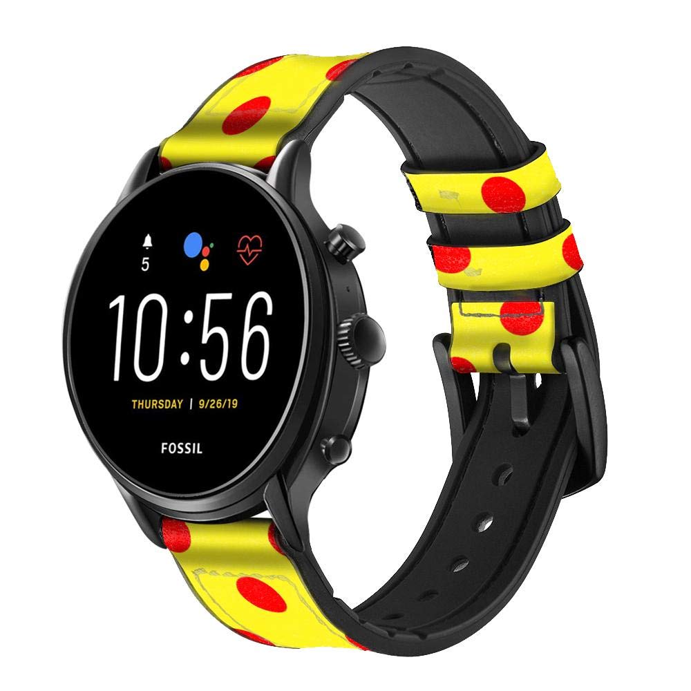 Innovedesire Red Spot Polka DOT Cinturino in Pelle Smartwatch per Fossil Hybrid Smartwatch Nate, Hybrid HR Latitude, Hybrid Smartwatch Machine Taglia (24mm)