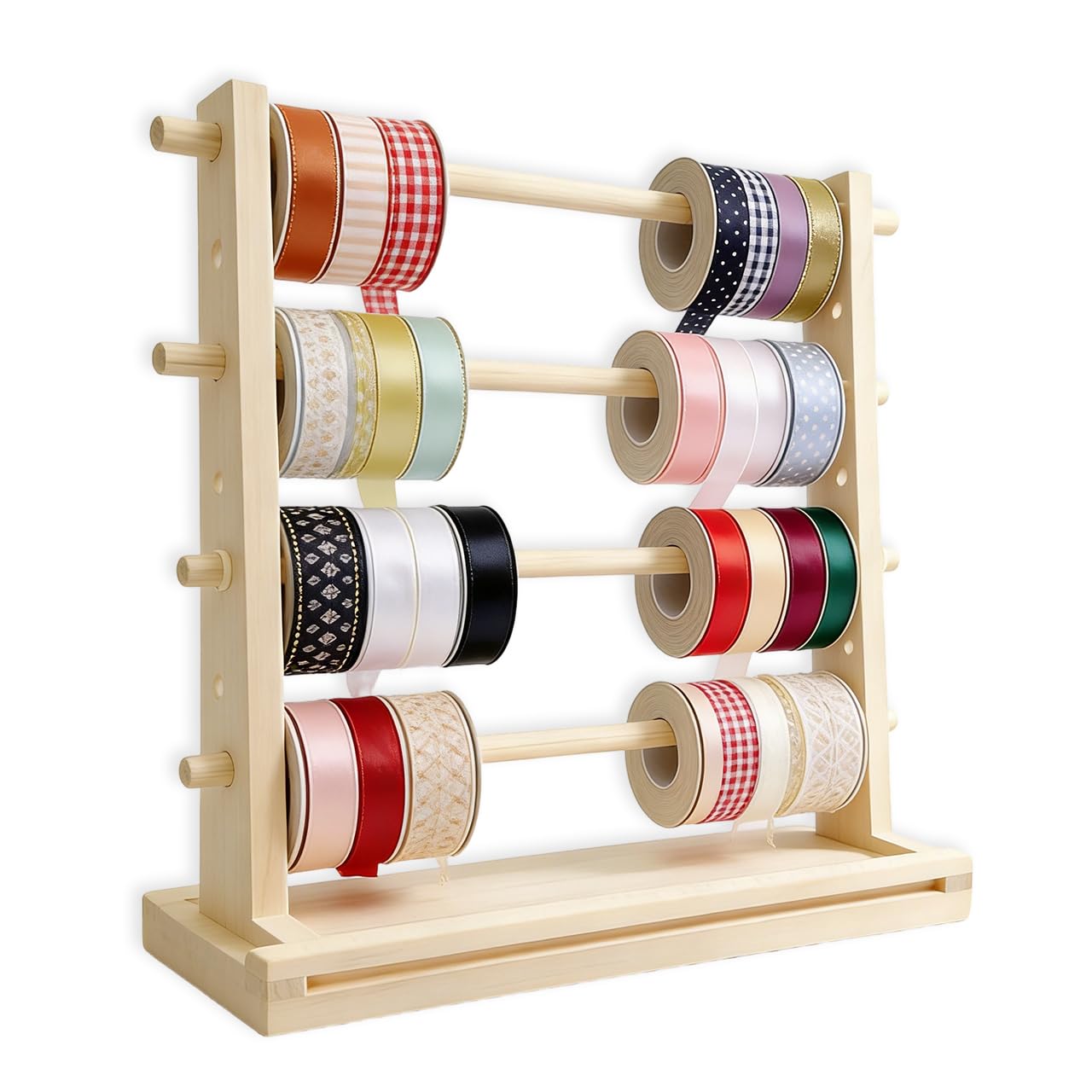 38 cm organizer do majsterkowania wyposażony w uchwyty na wstążkę i szpule, zdolny do przechowywania rolek tiulowych, taśm, nici do szydełkowania i materiałów z siatki wieńca