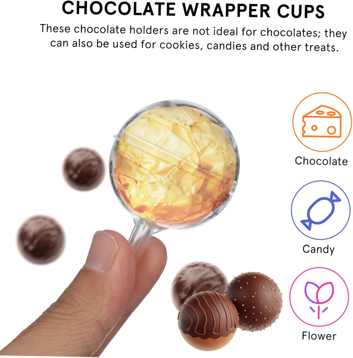 80Pcs Sturdy Chocolate Bouquet Holders Transparent Candy Truffle Cups for Weddings Birthdays Valentine Day Versatile Treat Wrappers for Creative Arrangements