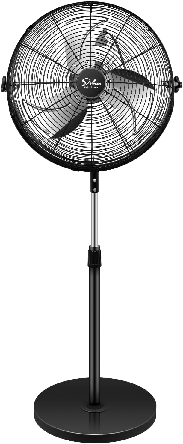 Simple Deluxe 18 Inch Pedestal Standing Fan, High Velocity, Heavy Duty Metal For Industrial, Commercial, Residential, Greenhouse Use