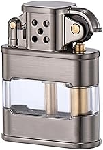 Clear Jar Open Flame Grinder Kerosene Lighter Draftproof Tube Lighter Liquid Refillable Creative Clear Bottle, Cool Classic Kerosene Lighter, Reusable Retro/Antique/Classic Lighter, Unique Birthday Gi