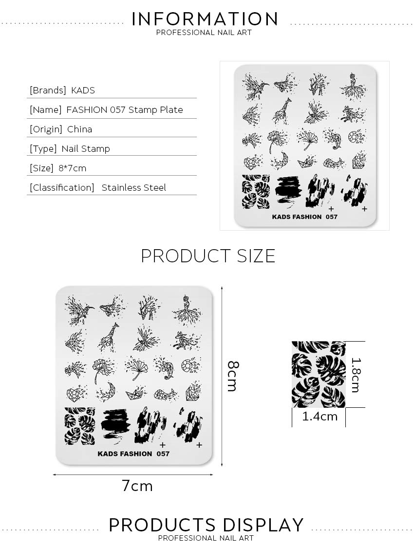 KADS Nagelstempelplatte Fashion Serie – Edelstahl-Schablone Für DIY-Nageldesigns (FA061)