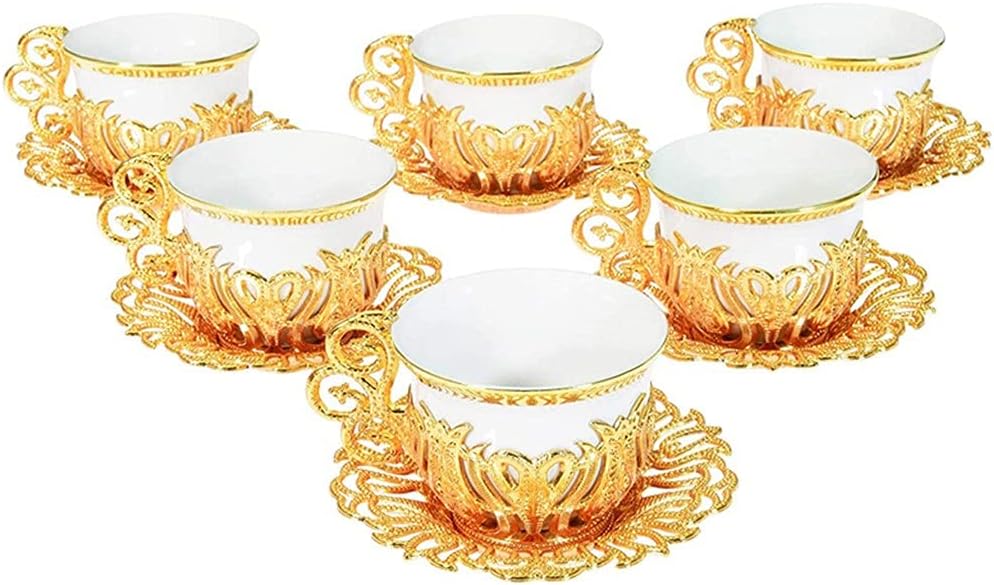 Coffee Espresso Cup Saucer Set 6 Person Mix Color Porcelain Cup Sets for Serving