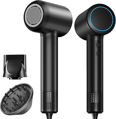 Miniatura 1 de Secador de pelo difusor, motor sin escobillas de 110,000 rpm, secador de pelo de alta velocidad y bajo ruido, secador de pelo iónico negativo,