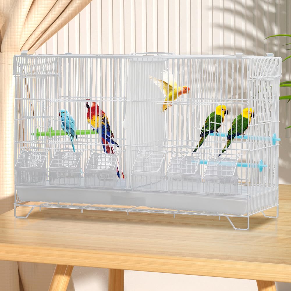 Aviario Interior Jaula de pájaros Exterior de Metal para periquitos, pinzones inseparables Canarios con Red de separación, Bandeja de cajón, Jaula de Loro Mediano y pequeño, 60 x 26 x 39,5 cm