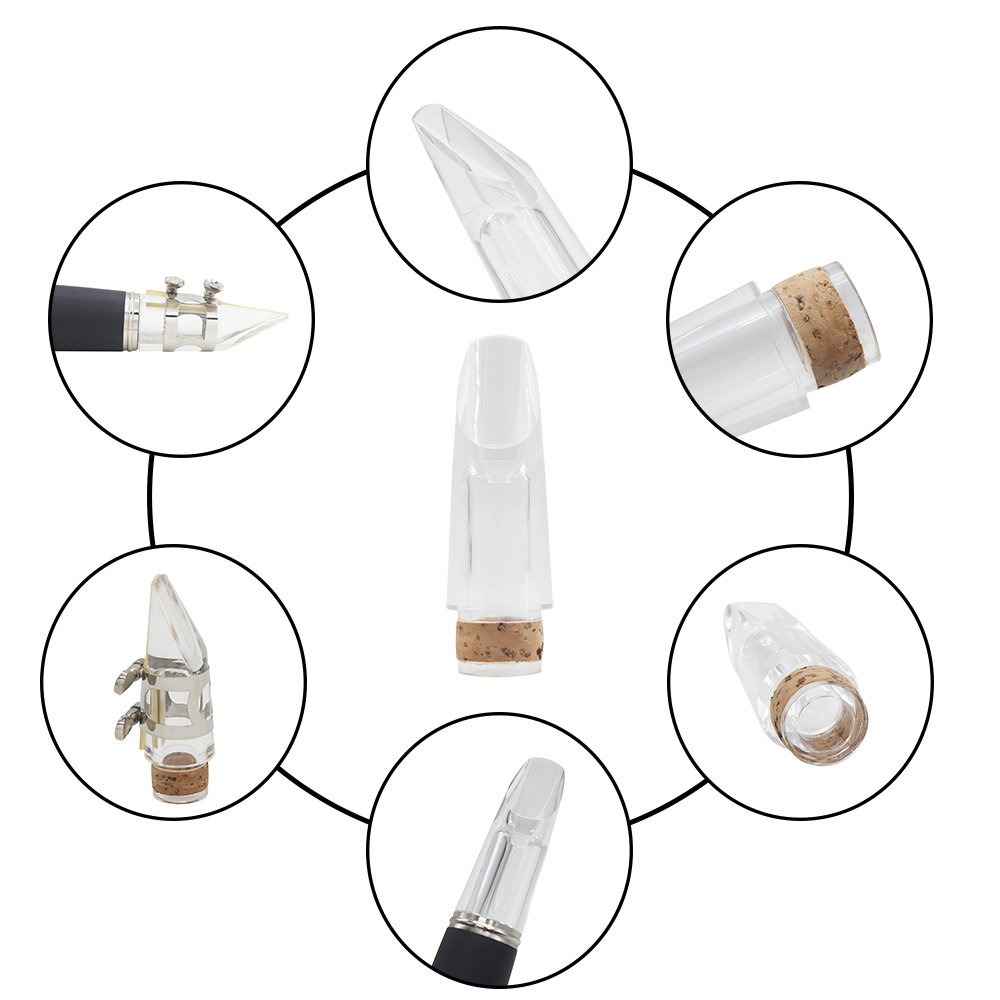 Clarinet Mouthpiece, Professional Clear Transparent Bb Clarinet Mouthpiece Bass Clarinet Mouthpiece Mouthpiece with Cork for Wind Instrument Players