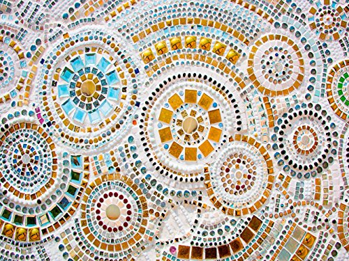 Oedim Circles Imitation Gresite Multi-Coloured PVC Rug, Multicolor, 95 x 120 cm - Image 2