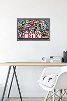 Vista 6 de Trends International Marvel - Póster de pared de feliz cumpleaños, 22.4 pulgadas de largo x 14.7 pulgadas, versión enmarcada en madera de granero