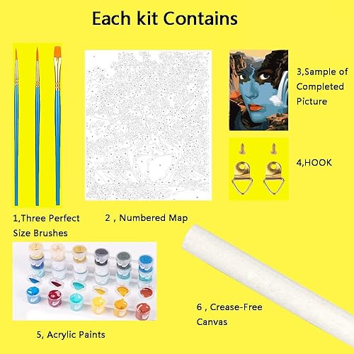 Miniatura 2 de KARMOGSO Kit de pintura por números para adultos, niños y principiantes, kit de pintura al óleo de lienzo de girasol, pintura de dibujo con