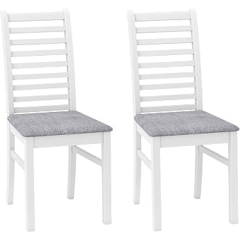 COSTWAY Dining Room Chairs Set of 2 Kitchen Chairs Wooden Dining Chairs with Padded Seat Wooden Chairs up to 180 kg Dining Chairs for Dining Room Kitchen White