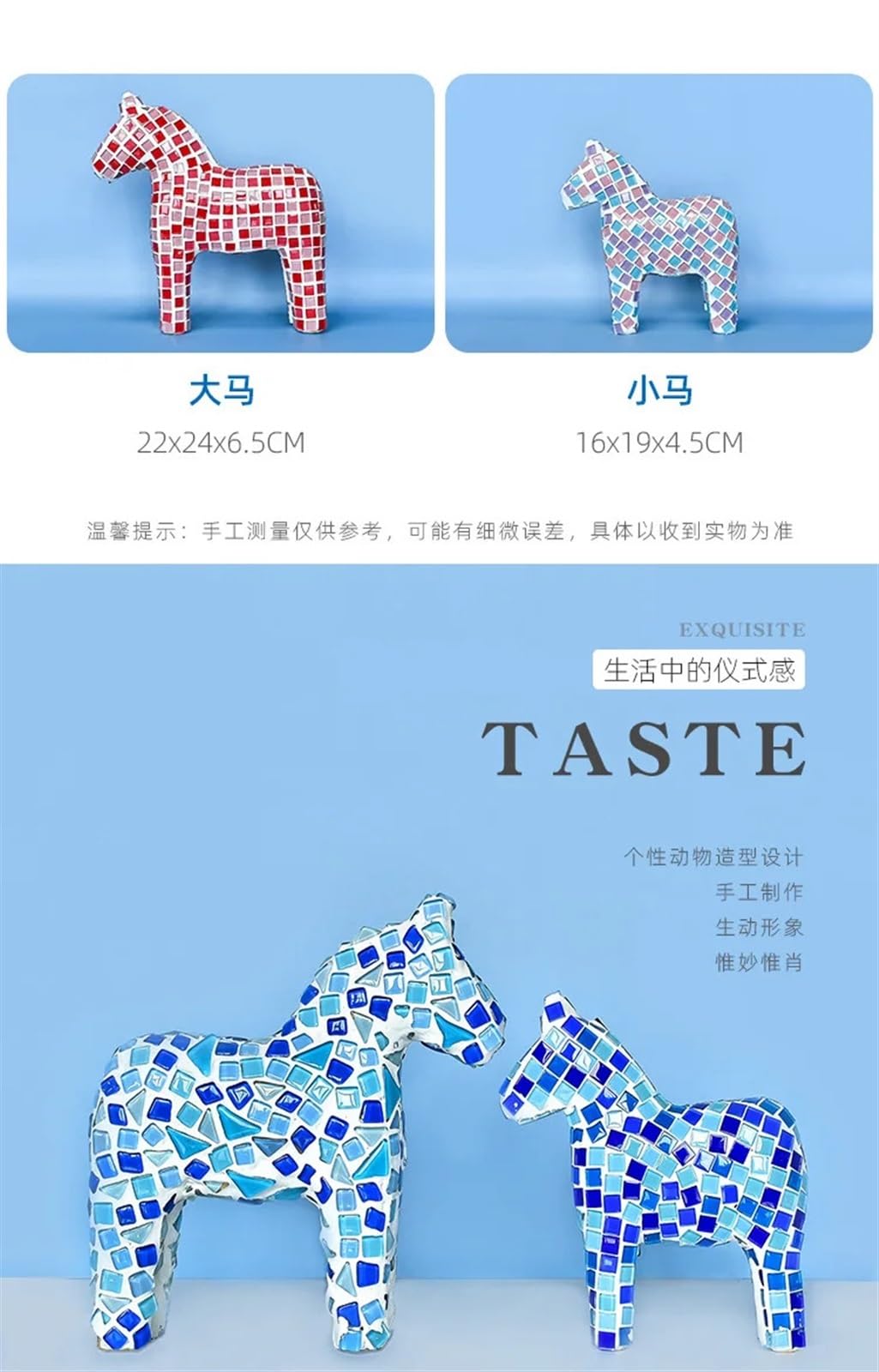 Teselas Para Mosaicos Paquete de Material de arte cerámico de mosaico, artesanías creativas de modelado de Pony, azulejos, decoración de habitación(1 cm Mosaic horse C)