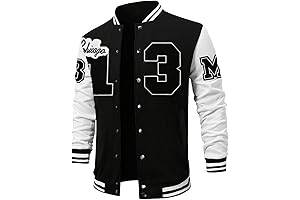 Chaqueta de béisbol para hombre con estampado de letras color block