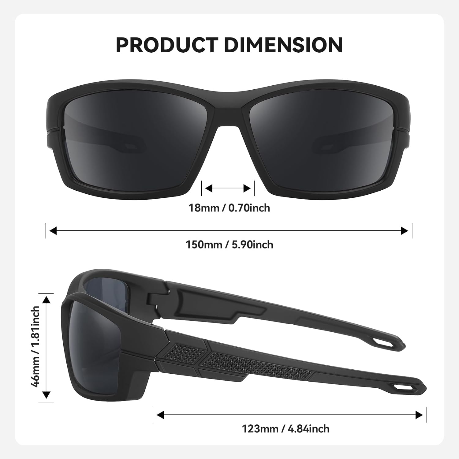 Polarized Sports Sunglasses for Men Women – TR90 Frame, Wrap Around UV400 Lenses for Running Fishing Cycling