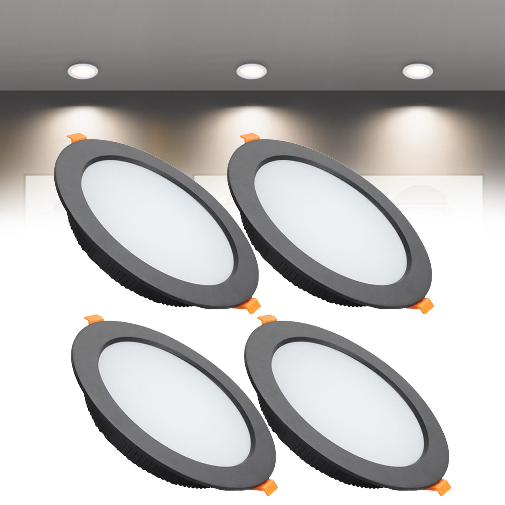 Syibelters 12W LED Recessed Ceiling Lights 145mm Natural White 4000K 12W 240LM, Cut Φ110-130mm, AC110-240V Ultra Slim Downlights, LED Panel Light for Living Room Hallway, 4 Pack