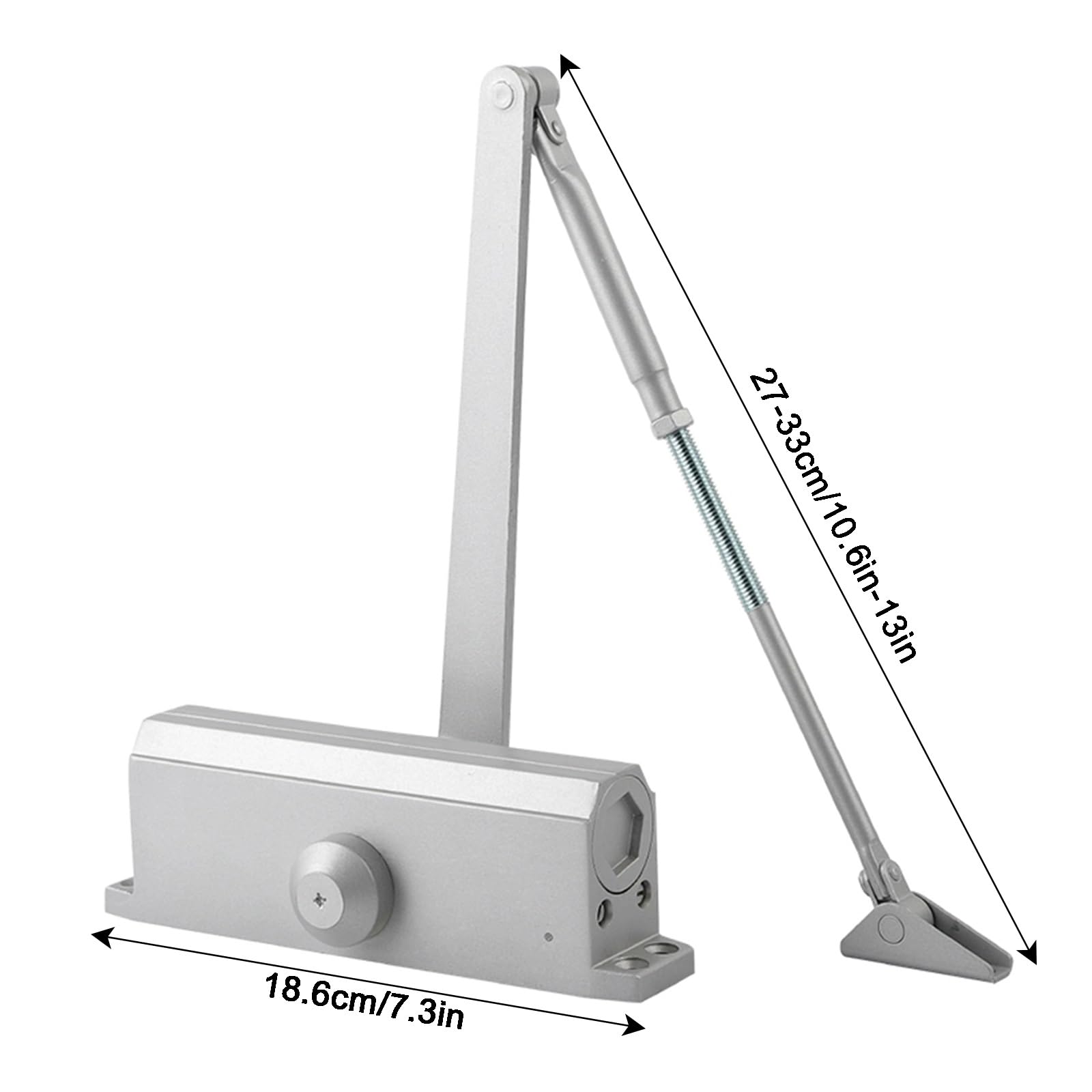 Cierrapuertas Automático para uso Comercial y Doméstico, Cierra Puertas de Tamaño Ajustable, Cierrapuertas Silencioso con Amortiguador Hidráulico, Carcasa de Aluminio, Montaje Superior(18.6cm/7.3in)