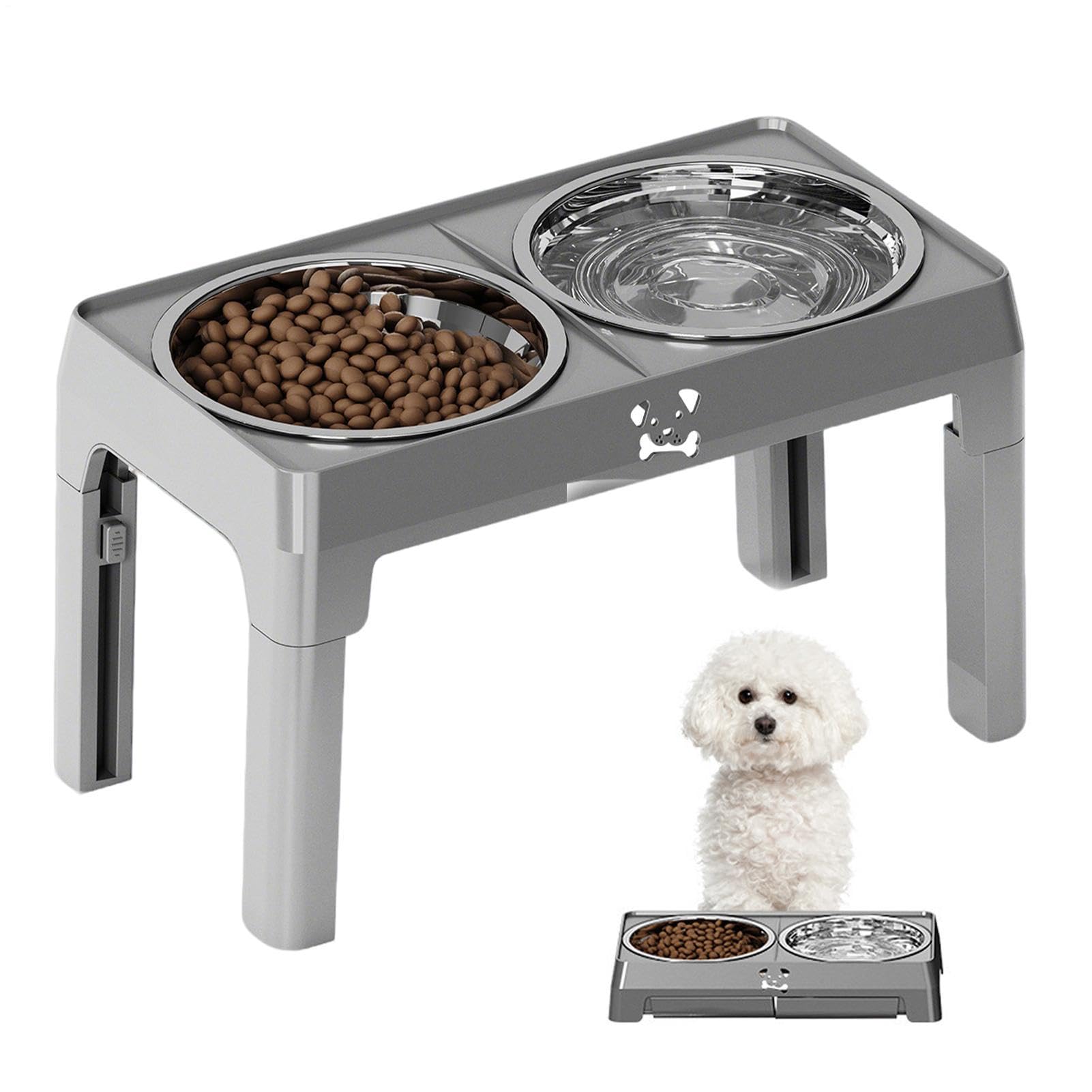 Cuencos Elevados para Perros 5 Alturas Ajustables Accesorios Mascotas | Comederos Para Comida Y Agua Caninos Con Soporte Para Razas Pequeñas A Grandes, Gatos, Cachorros, Interior
