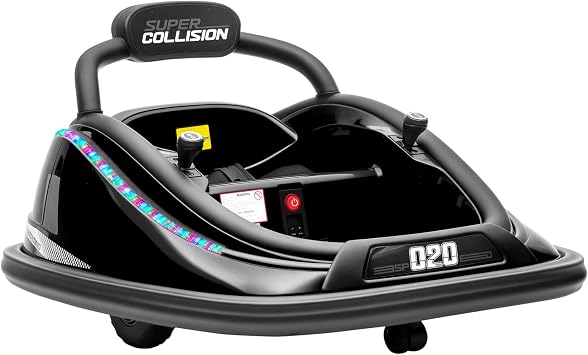 Aosom 12V Toddler Bumper Car with Remote Control for Boys and Girls Black | 360 Rotation, Kids Electric Ride-On Toy, Twins Motor, Colorful LED Lights, 3 Songs
