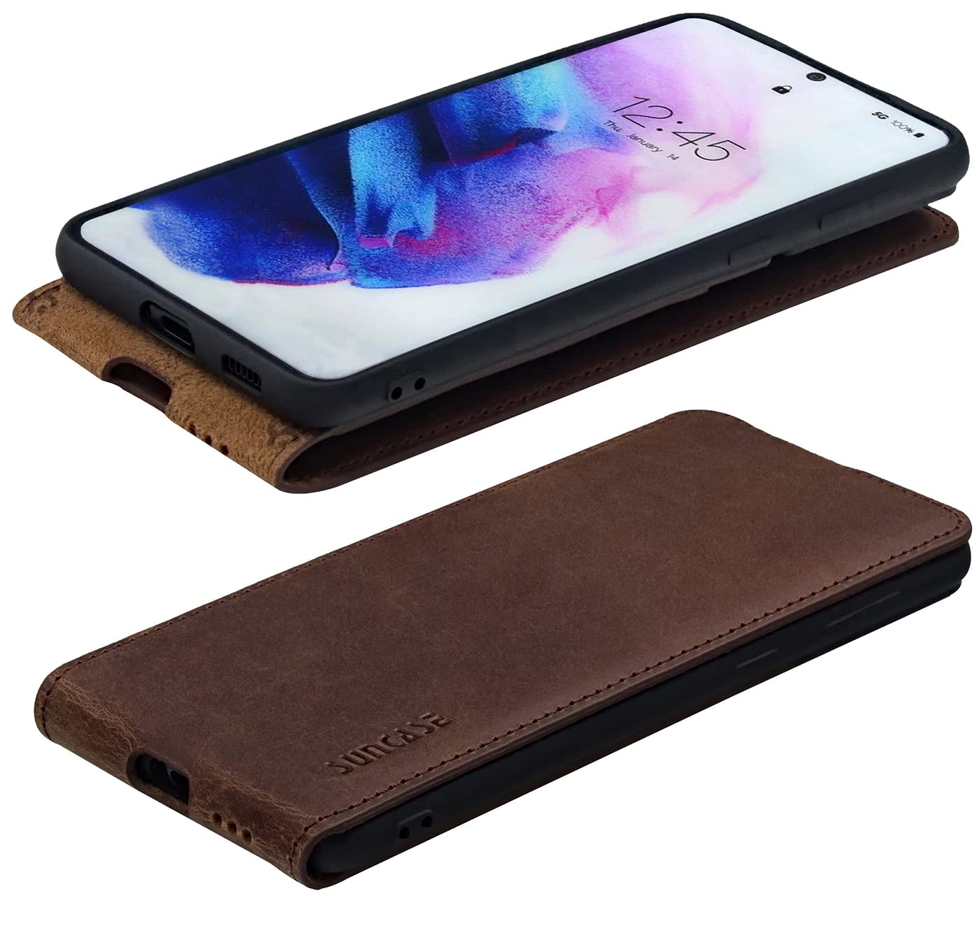 Suncase Original Flip-Style Hülle kompatibel mit Samsung Galaxy S26 Ultra 5G Tasche Echt Ledertasche (Ultra-Slim) Schutzhülle Case Cover in antik Coffee