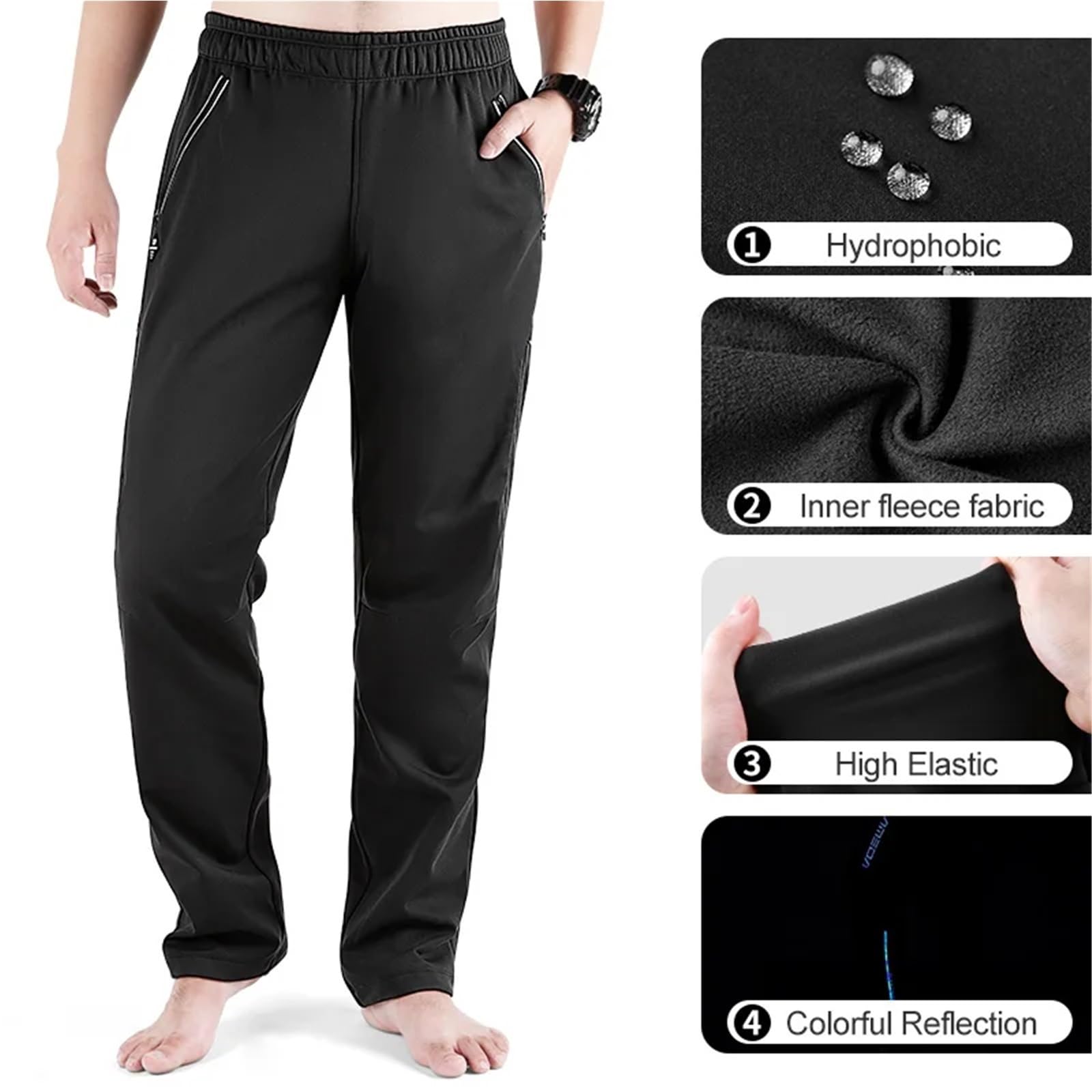 Pantalones de Ciclismo Otoño Invierno Motociclismo Camping Esquí Deportes Hidrofóbico Polar Cálido Alto Elástico Hombres