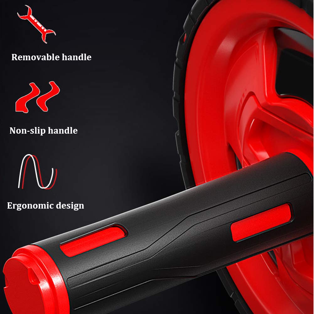 Super breit AB Roller Bauchroller, Bauchtrainer mit doppeltem Rad, rutschfeste Griffe, mit Kniematte, für Fitness, Workout, Training zu Hause