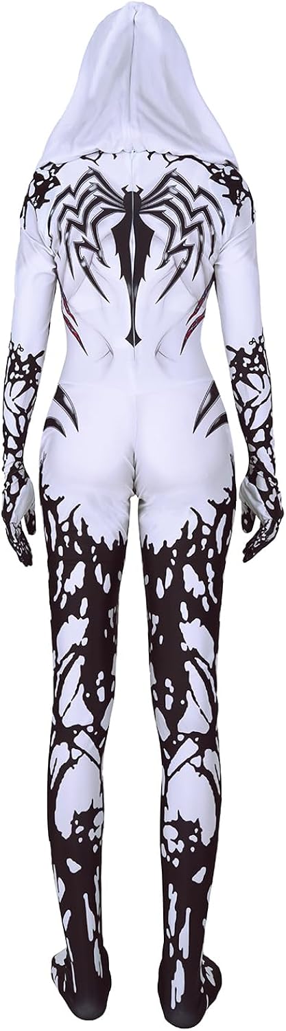 Miniatura 5 de uywxqae Disfraz de Gwen Stacy para mujer, overol blanco de Gwenom, traje de araña para mujer