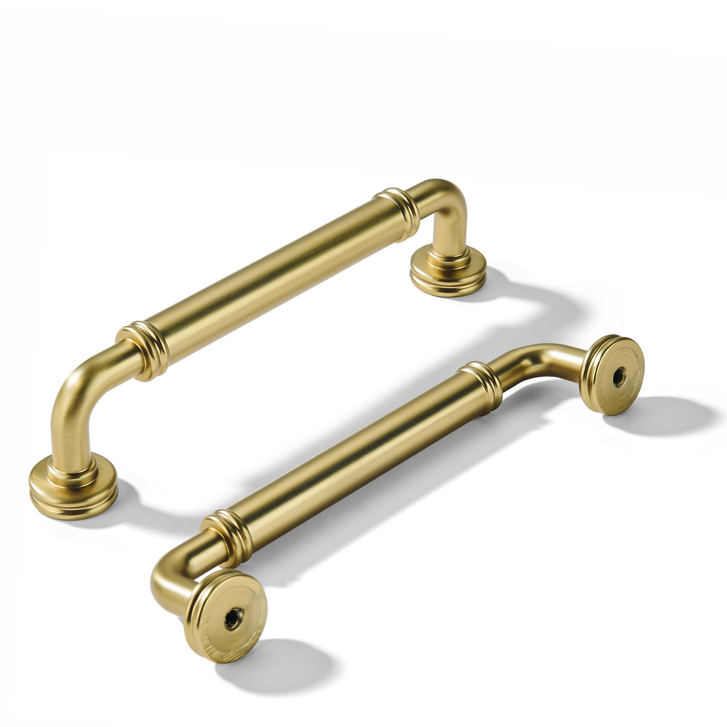 KHTUMEWARE-80447 Vibrant Brushed Moderne Brass Cabinet Pulls CTC 5 in (128 mm) 5-Pack