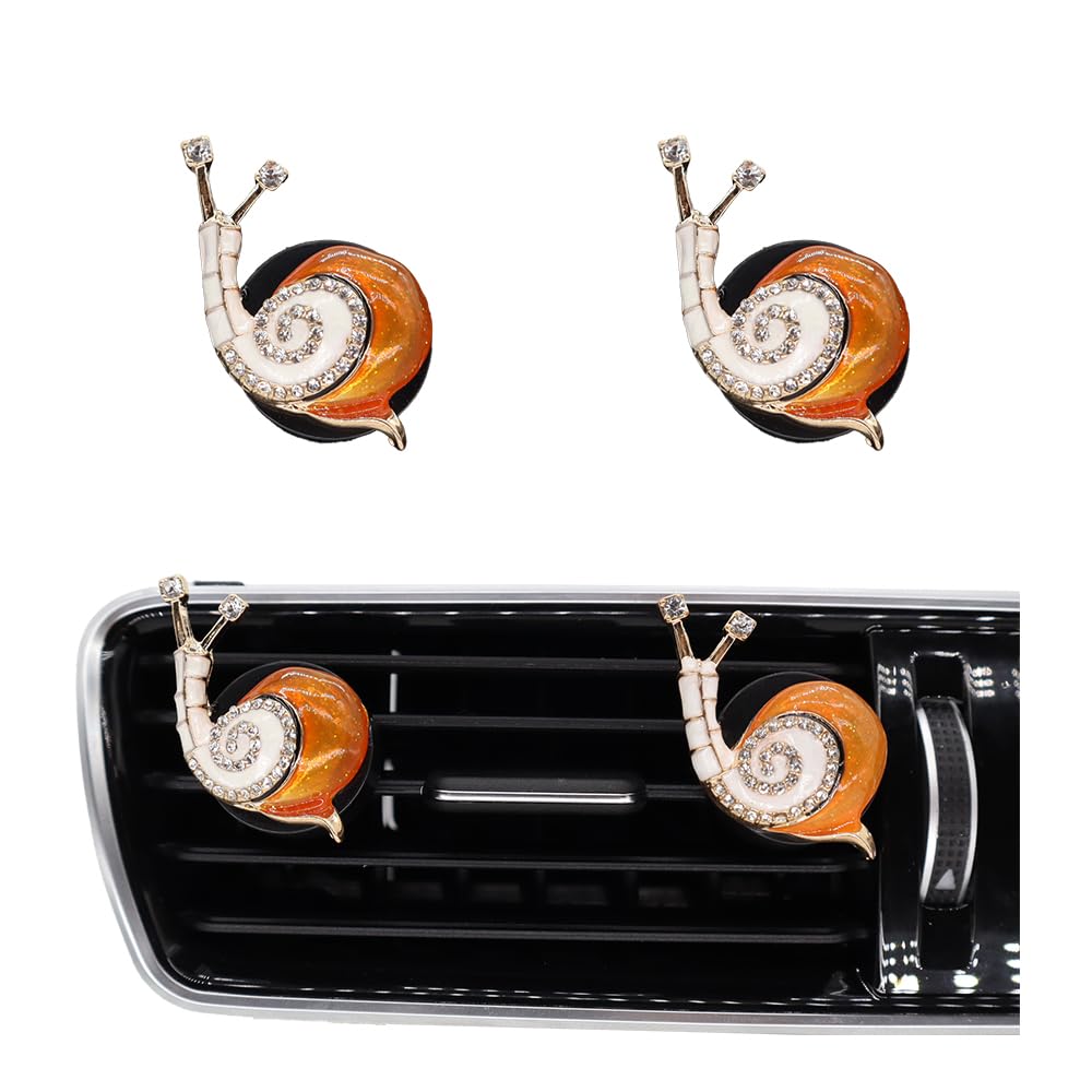 ORIESSE Snail Car Decor,2pcs Orange Snail Car Air Freshener Vent Clips,Cute Interior Accessories for Women Teens New Driver,Refillable Aesthetic