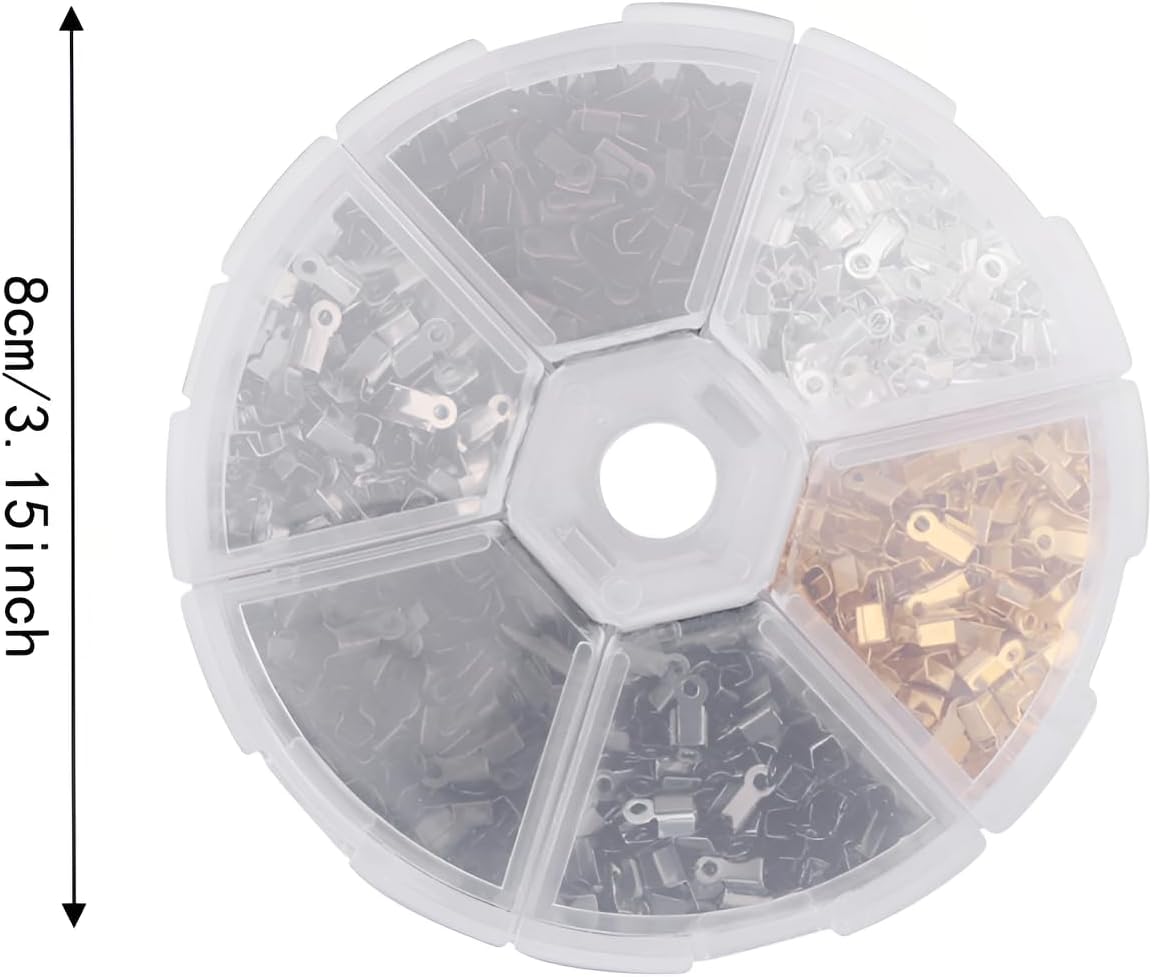 ACNTENY 1200 Pcs Alloy Crimp Cord Ends for Jewelry Making, 6 Colors image 2