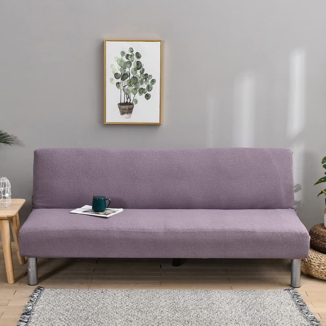 Wodoodporny elastyczny pokrowiec na sofę, futon, pokrowiec na fotel, jednolity kolor, elastyczny ochraniacz na kanapę, pyłoszczelny, zdejmowany, fioletowy, pasuje do 160-190 cm