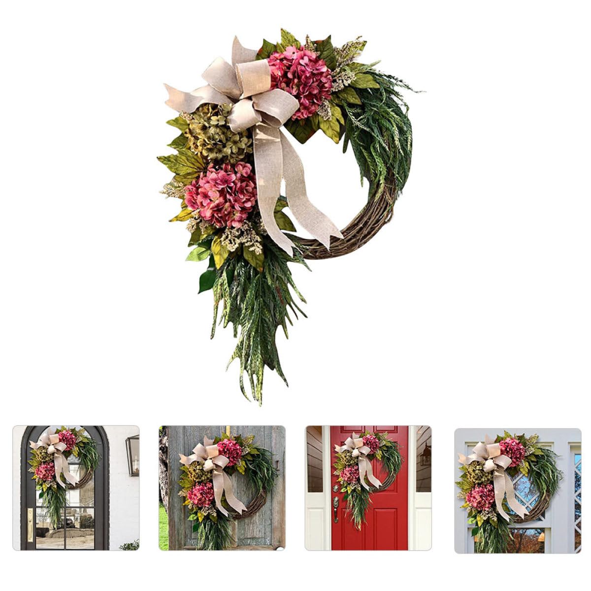 jojofuny Ghirlanda Porta Ingresso Stile Rustico Fiori Artificiali in Plastica, Decorazione Naturale per Casa e Matrimonio, Resistente a Sbiadimento e Appassimento Stile Stili multipli