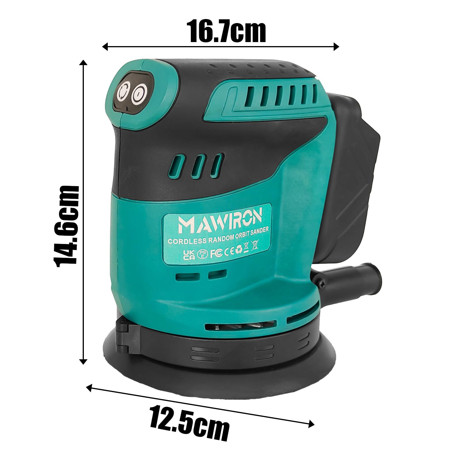 Bezszczotkowa szlifierka mimośrodowa z akumulatorem, zamiennik do Makita DBO180Z, bezprzewodowa szlifierka elektryczna 125 mm do szlifowania, polerowania, wygładzania powierzchni, z 12 papierem