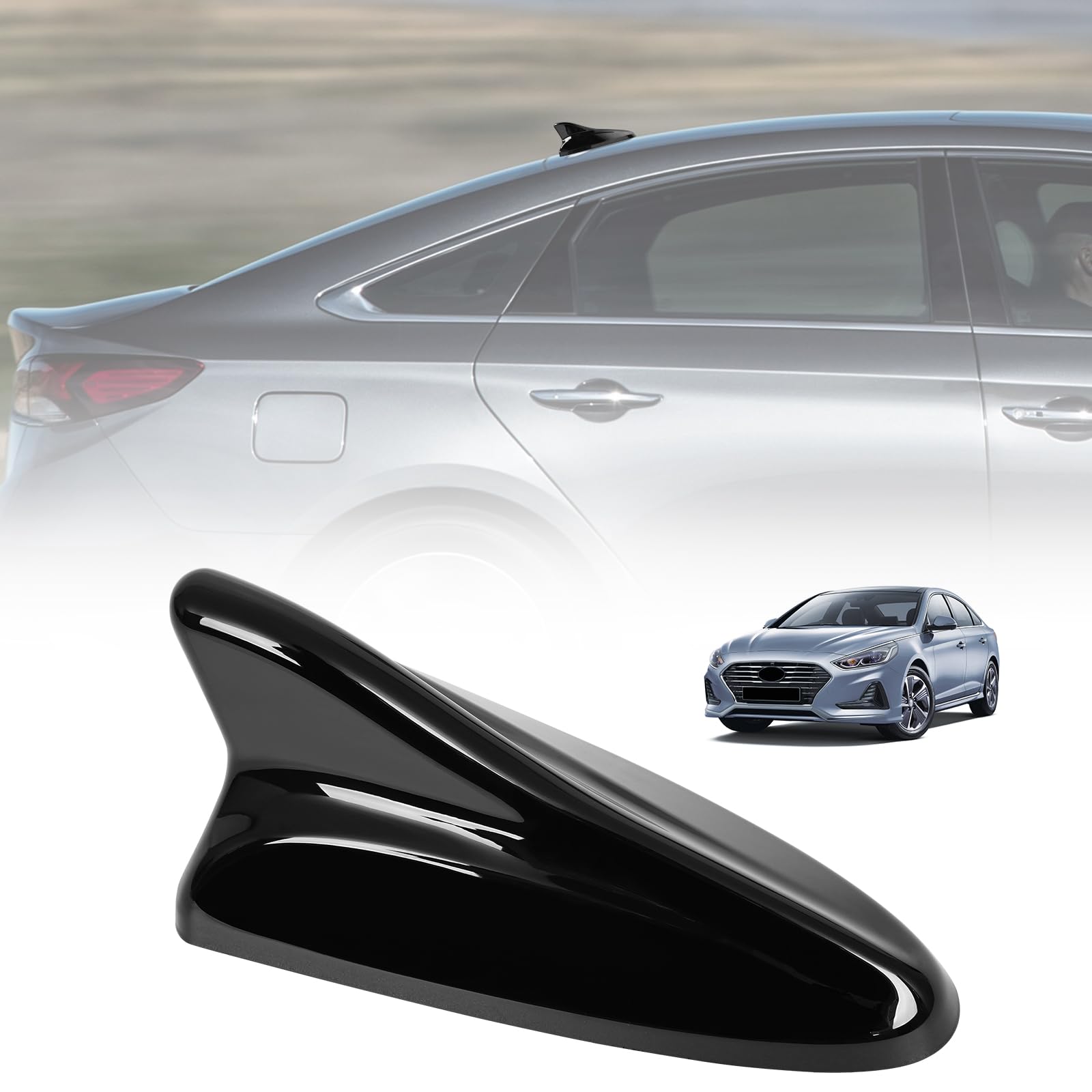 Photo 1 of AMSPRAC Shark Fin Antenna Cover,Car Roof Antenna Caps Compatible with Hyundai Sonata LF 4Doors Sedan 2014-2019,for Elantra 2011-2016;for Kia Optima 2014-2016,96210-3X100/962102T700ABT,Glossy Black