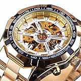 【Reloj automático para hombre】 Este es un reloj de pulsera mecánico completamente automático, cubierta inferior de vidrio transparente ， Diseño único y elegante, este reloj de pulsera será un regalo perfecto para alguien especial o para usted mismo.