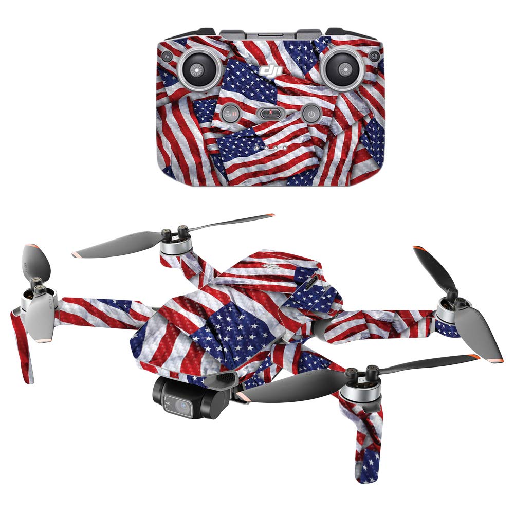 MightySkins Carbon Fiber Compatible with DJI Mini 2 Portable Drone - Patriot | Protective, Durable Textured Carbon Fiber Finish | Easy to Apply, Remove, and Change Styles | Made in The USA