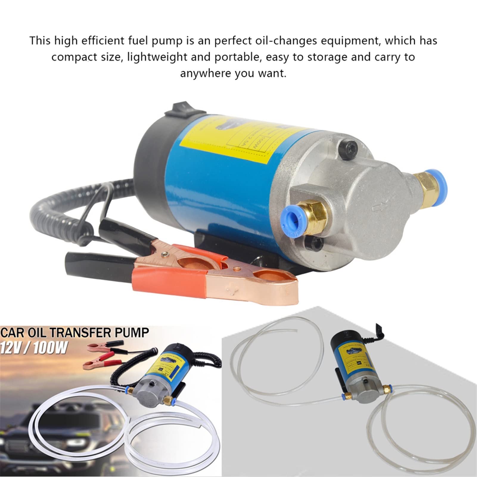Mini Bomba pequeña Bomba for bombear Aceite Bomba eléctrica 12 V 100W Transferencia de Aceite portátil Extractor de la Bomba de succión de Fluido Herramienta de sifón for la Bote del m