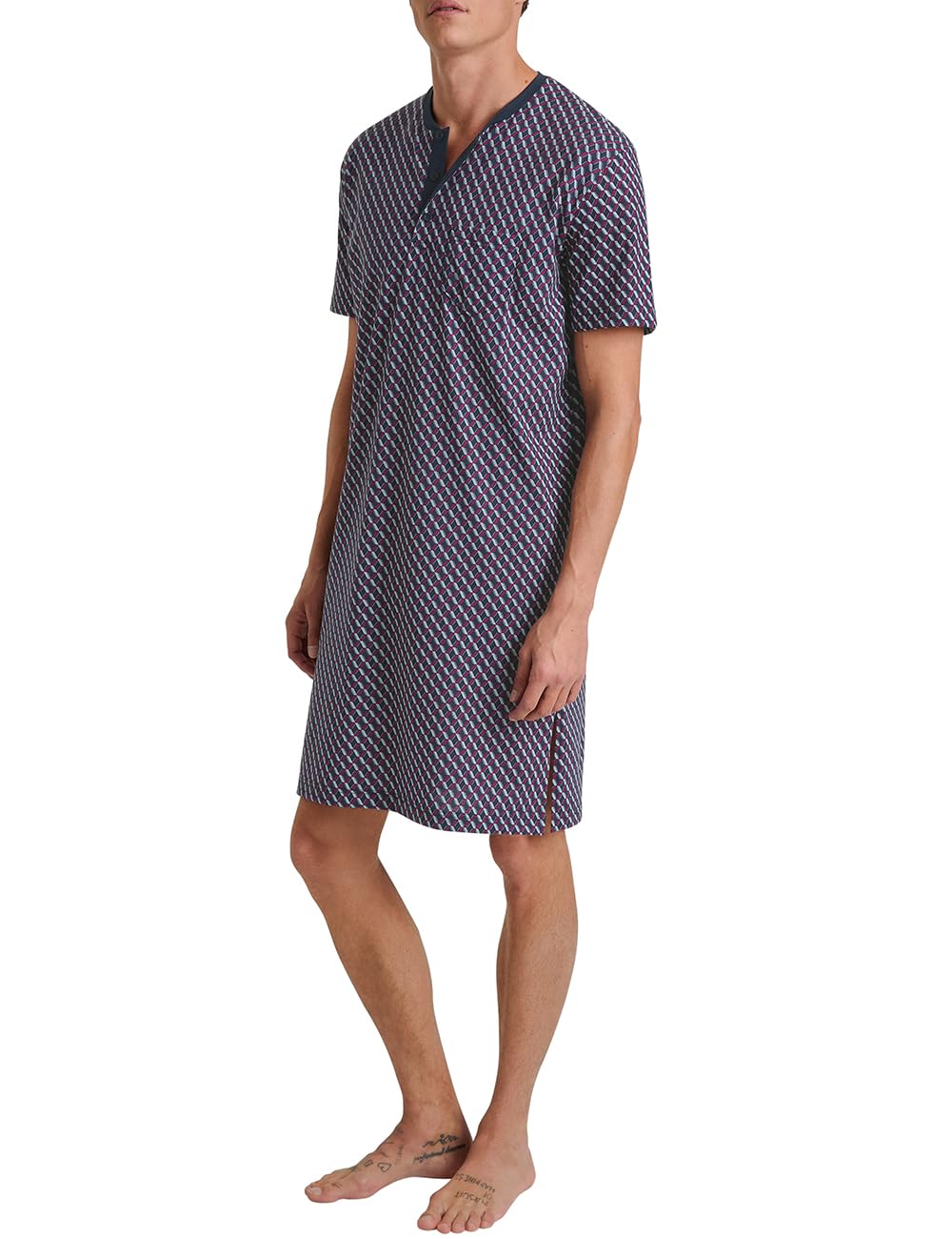 Calida Men's Mars Red Relax Imprint Nightdress, 52-54, 52-54