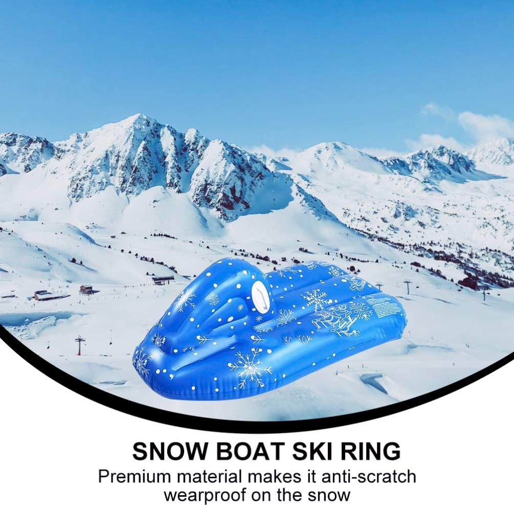 Wakauto PVC Inflatable Snow Skiing Sled for Boy Girl Portable Snow Tube Snowflake Pattern Easy to Clean Fun Shape for Outdoor Activities and Sledding Adventures