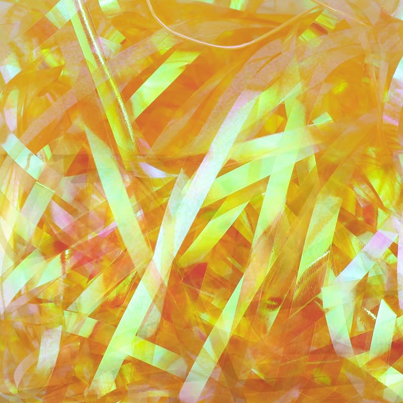 Papierowa, rozdrobniona bibułka, brokatowa | Wielokolorowy 60–400 g Scenariusz użycia: kosze upominkowe i przyjęcia świąteczne(Iridescent Yellow,400g)